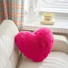 GENERICO - COJIN CORAZON PELO LARGO 35X35 FUCSIA