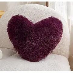 GENERICO - COJIN CORAZON PELO LARGO 35X35 VINO