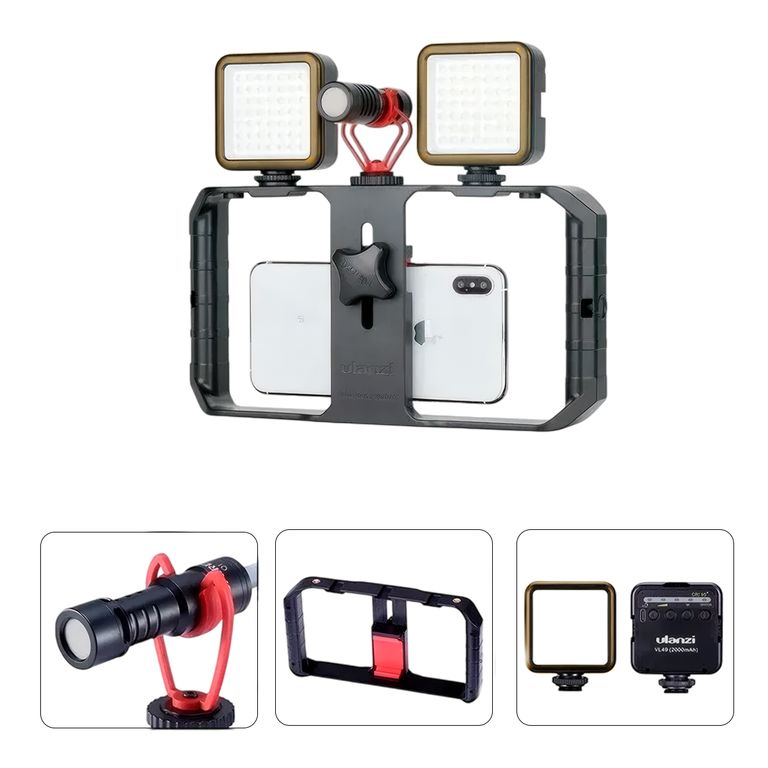 Kit Filmación Soporte U-rig Pro + 2 Luces Led Vl49 Rgb + Microfono
