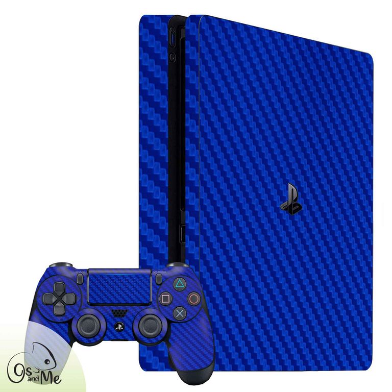 Skin Adhesivo Fibra de Carbono Azul para Ps4 Slim