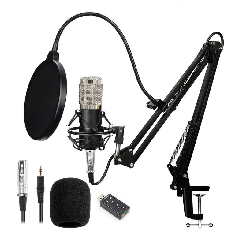 Kit Micrófono Condensador Para Estudio Podcast BM800 Plomo