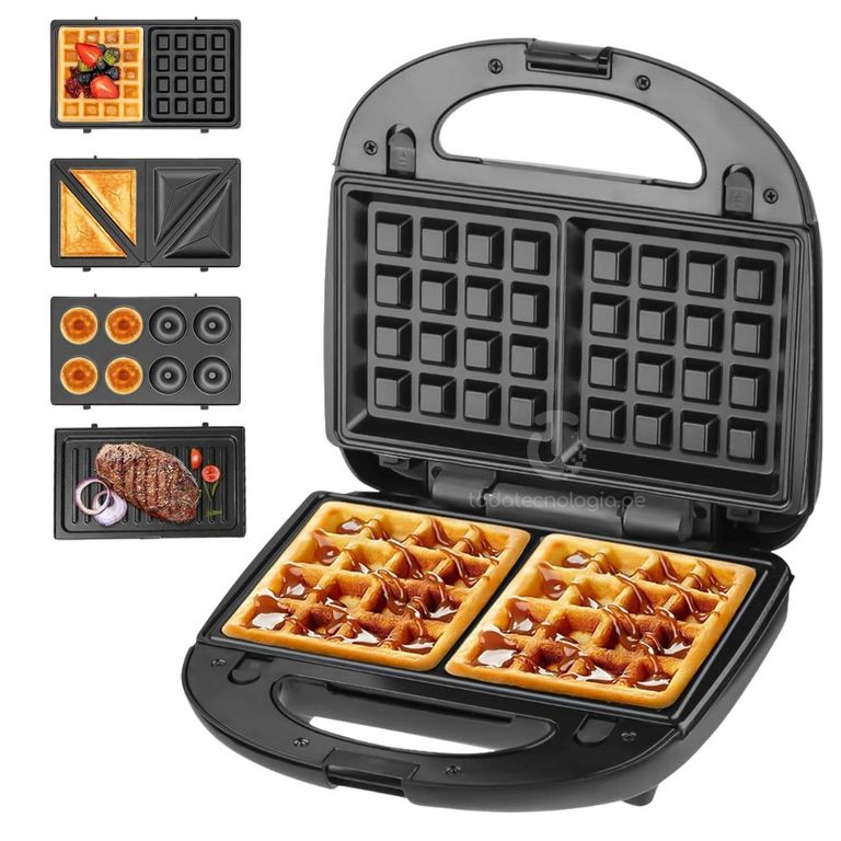 Maquina RAF para Postres Desayunos Sandwichera Donas Waflera 4 en 1