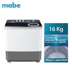 MABE - Lavadora semiautomática de 16 kg blanca - LMD6124PBBB0.
