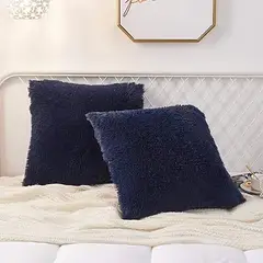 GENERICO - COJIN CUADRADO PELO LARGO 35X35 AZUL