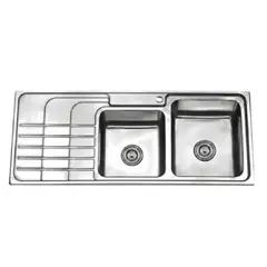 GENERICO - Lavadero de cocina moderno 2 pozas 50x120 cm con escurridero