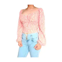 GENERICO - Blusa Mujer Elena mangas abullonadas - Nathalie Love It - Rosado