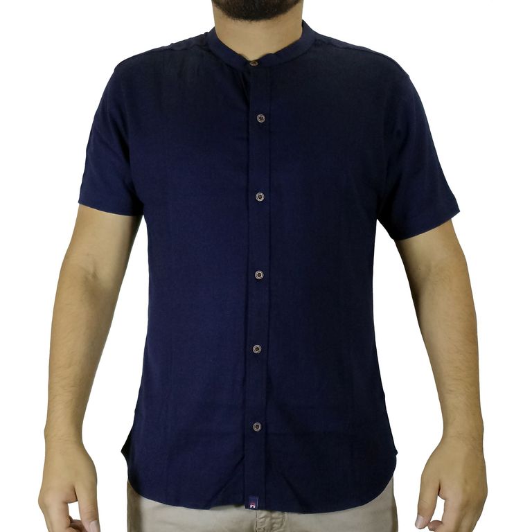 Camisa Atrevido Manga Corta Para Hombre - Azul