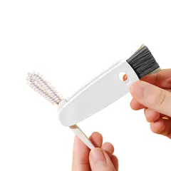 GENERICO - Cepillo limpiador Botellas tapas y vasos Brocha 3 en 1 blanco