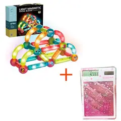 GENERICO - Juego de bloque magnético con luces calculadora solar