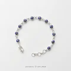 JOYERIA D'PILMER - PULSERA DE PLATA OJO TURCO COLOR AZUL