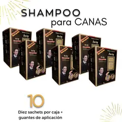 GENERICO - SHAMPOO TINTE DE CABELLO BARBA CEJAS CANAS A NEGRO x 6 CAJAS