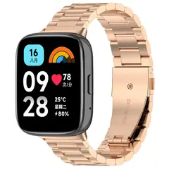 GENERICO - Correa Acero Eslabones para REDMI WATCH 3 ACTIVE - OroRosa