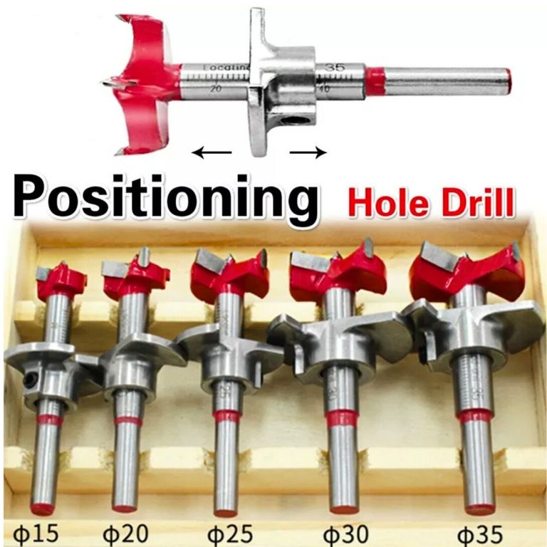 SET DE 5 BROCAS FORSTNER CON TOPE AJUSTABLE PARA AGUJEROS DE 15 - 35MM