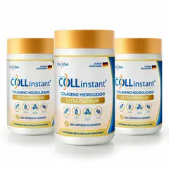 VISCOFAN COLLINSTANT - Colágeno Hidrolizado Alemán Ultra Premium 300g x 3 con Péptidos Bioactivos COLLinstant Viscofan 100% Puro