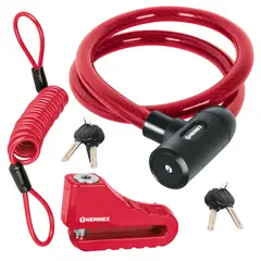 HERMEX - Combo candado de disco para moto cadena de seguridad