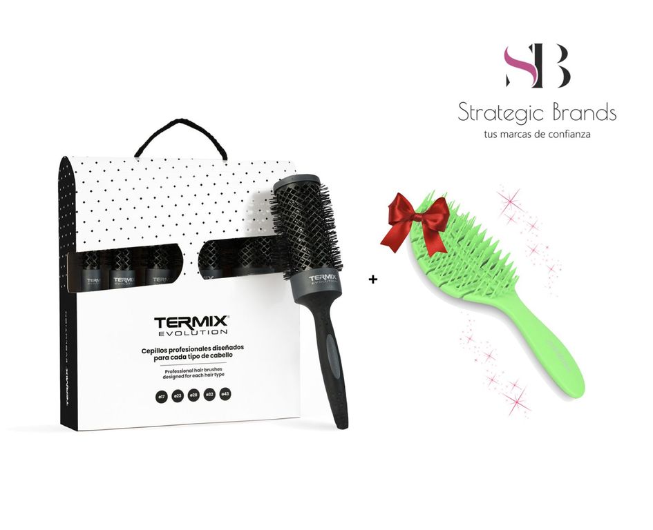 MALETIN X5 CEPILLOS DE CABELLO EVOL PLUS + CEPILLO DESENREDANTE VERDE