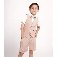 GENERICO - Conjunto traje formal short beige niño