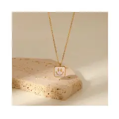 GENERICO - Collar De Concha Blanca Natural Con Colgante De Cara Sonriente