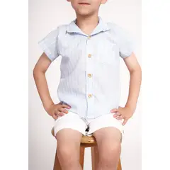 GENERICO - Camisa de lino celeste