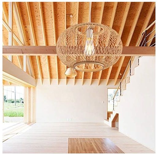 Lámpara de techo colgante con forma de globo de bambú