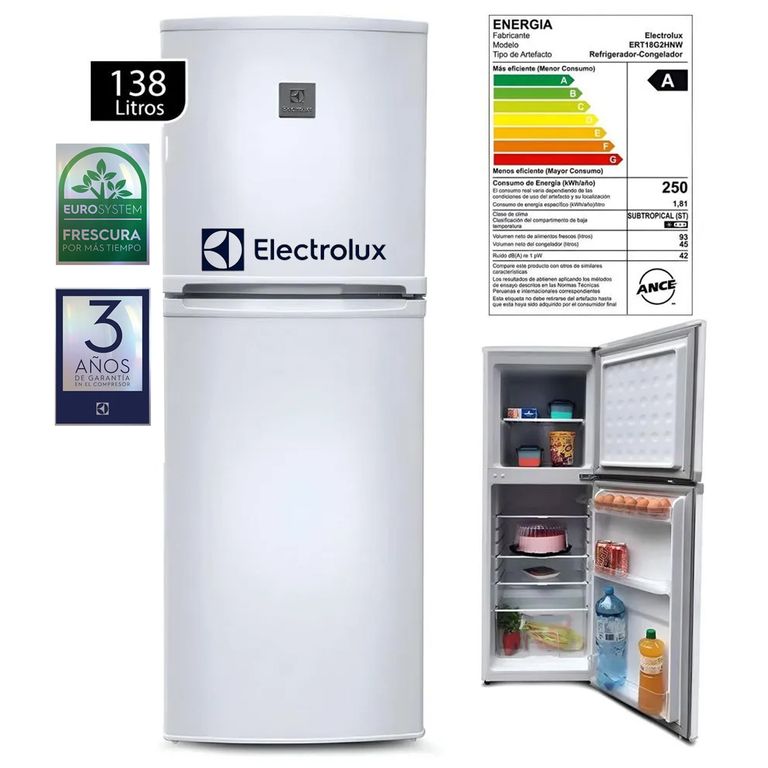 Refrigeradora 138L Frost 2 Puertas Blanco ERT18G2HNW