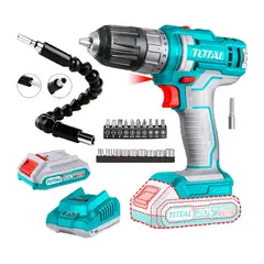 TOTAL TOOLS - Taladro Atornillador Inalambrico 20v + 21 Piezas