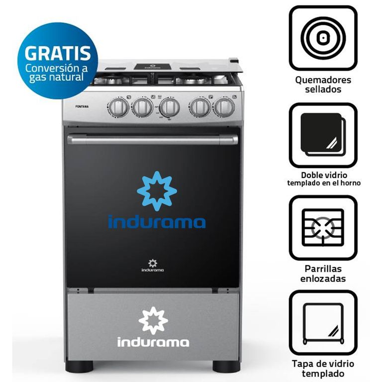 Cocina a Gas Fontana de 4 Hornillas - Gris