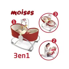 GENERICO - MECEDORA PORTÁTIL 3 EN 1 ROCKER NAPPER ROJO