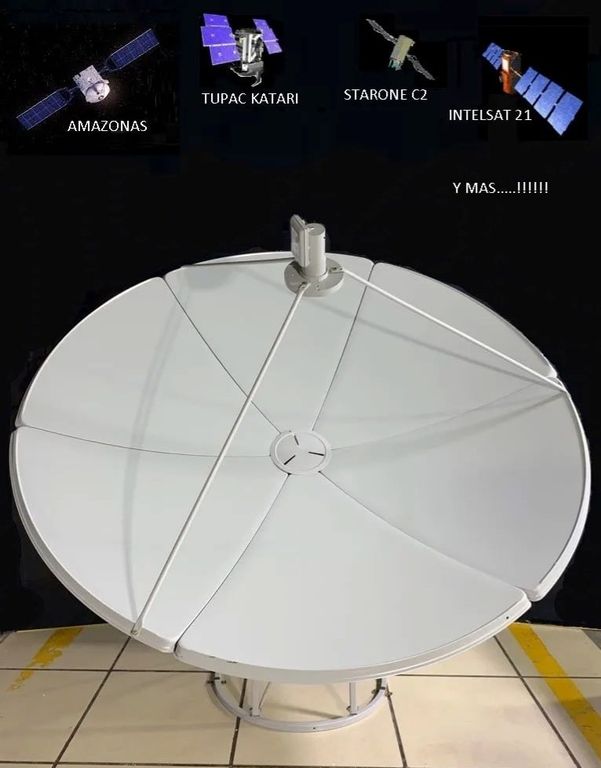 ANTENA PARABOLICA SATELITAL 180CM 6 PETALOS FOCO CENTRAL BASE CIRCULAR