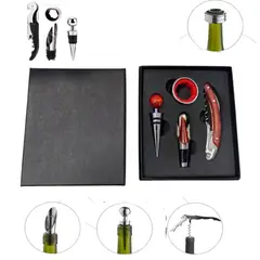 GENERICO - Kit Abridor para Botellas con acc3sorios mango en madera