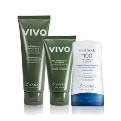 YANBAL - VIVO Hombre Set Limpiador Facial con Gel Hidratante y Total Block Matt