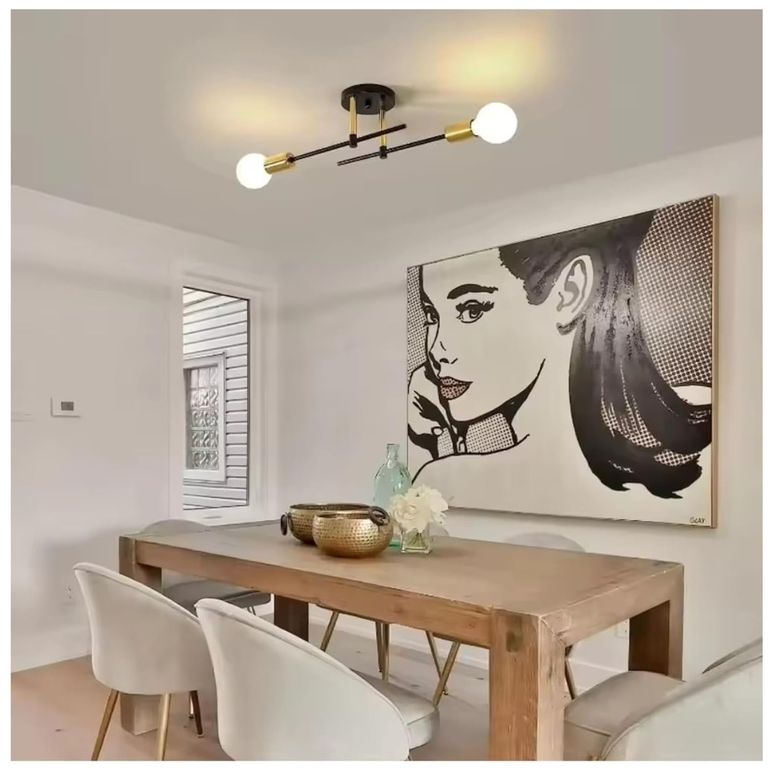 Lámpara de techo moderna de decoración de 2 luces incluye focos