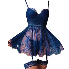 GENERICO - Babydoll Alina más Medias y tanga hilo de regalo