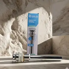 GALEZ - Desagüe Push Cromado para Lavatorio sin Rebose Botón Grande Universal 1 1/4” Fácil Instalación