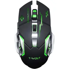 TWOLF - Mouse Gamer con luces Wifi Recargable PRO -