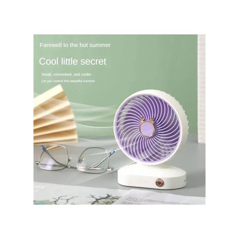 Mini Ventilador de Escritorio 2 Niveles Inalámbrico Blanco y Rosado