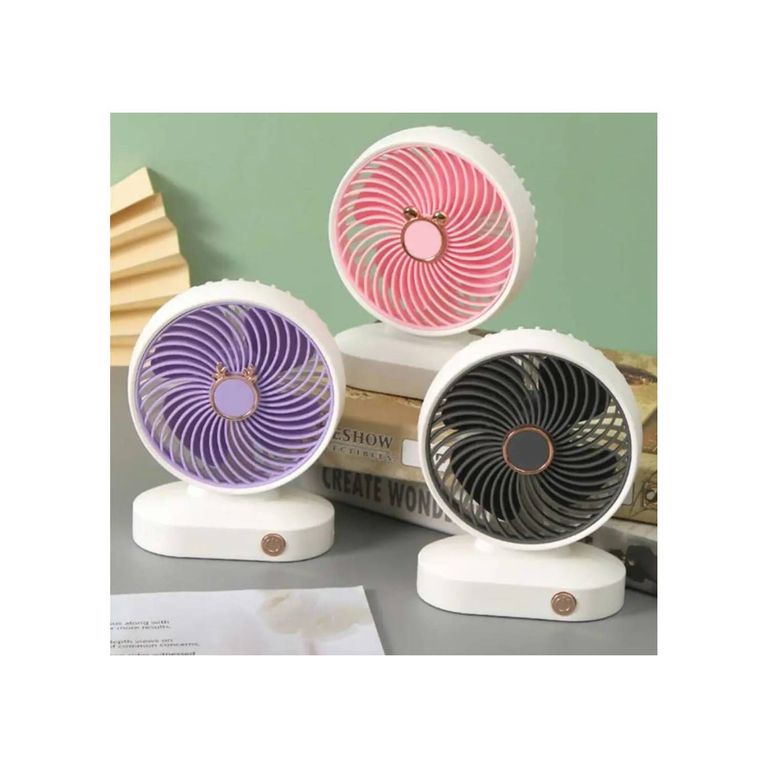 Mini Ventilador de Escritorio 2 Niveles Inalámbrico Blanco y Rosado