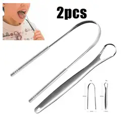 GENERICO - Pack De 2 Limpiadores De Lengua De Acero Inoxidable Plateado
