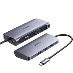 UGREEN - Adaptador 6 en 1 USB-C Hub, 3*USB 3.0, HDM 4K, VGA, USB-C