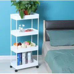 GENERICO - Organizador de Hogar Cocina 4 Pisos con Ruedas Blanco Verdulero Frutero