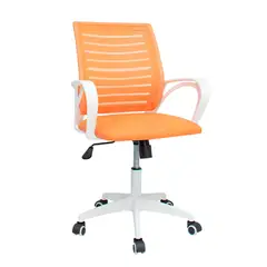 INIUS - Silla de Oficina Oskar Naranja con Respaldar Reforzable - Base Blanca