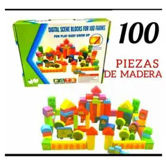 GENERICO - Bloques de Construcción de madera de 100 pcs