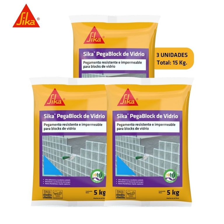 Pack Pegamento para bloques de vidrio Pegablock x 5kg 3 Unidades