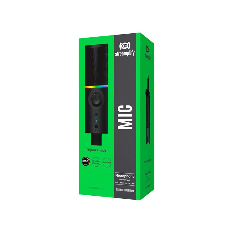 Microfono Gamer Mic-48-Rgb-Tp-Bk Soporte de Trípode Black
