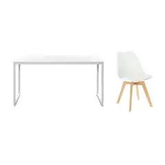 VENTITAS HOME - COMBO Escritorio Silla Vintage Larizza Blanco
