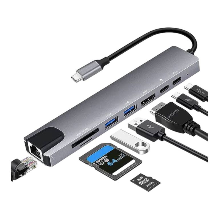 Hub USB tipo C 8 en 1 para MacBook, Notebook, multipuertos