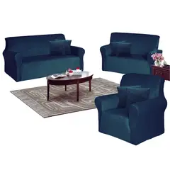 SALA FABULOSA - Funda de mueble terciopelo 3-2-1 Azul noche