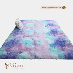 SALA FABULOSA - Alfombra peluche 1.40 x 2 mts para sala dormitorio TIE DYE BLUE