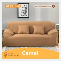 SALA FABULOSA - Funda de mueble 3-2-1 pzs lycra nacional Camel