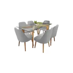 ALTO HOGAR - Juego de Comedor 6 Sillas Jacy Gris Madera Tornillo